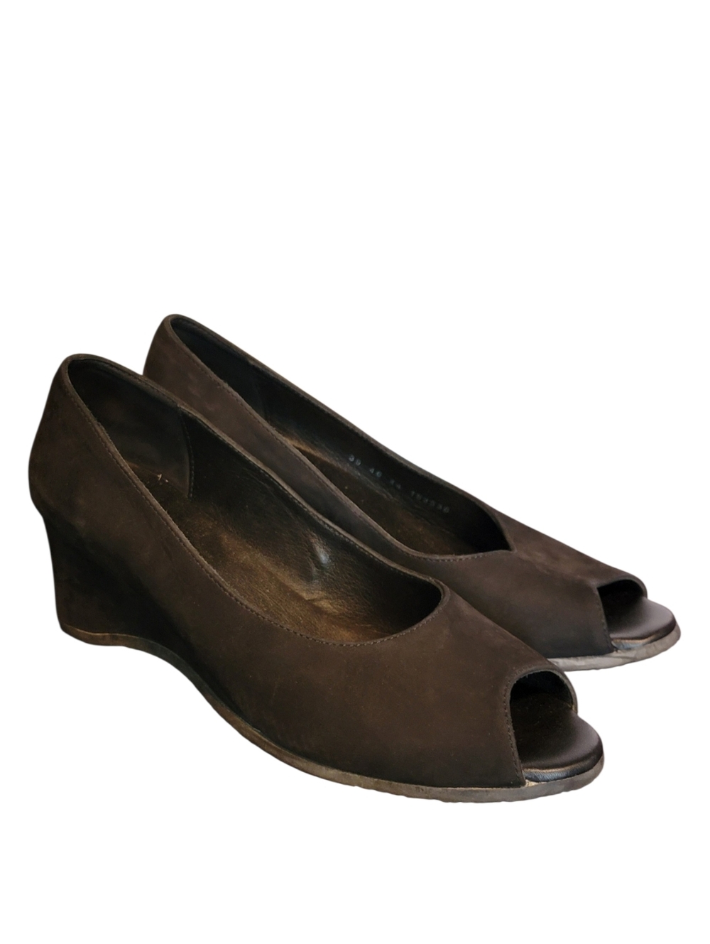 Arche Black Suede Wedge Peep Toe Pumps Heels Shoes Size 39 US 8 - Picture 11 of 11